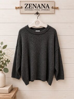 ZENANA Charcoal Gray Soft Knit Sweater – Size 2X